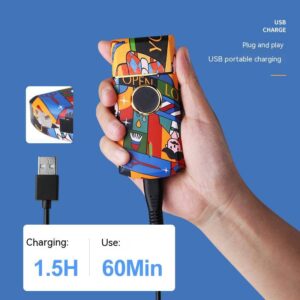 Electric shaver Kemei KM-RS7098 youth graffiti USB rechargeable portable reciprocating shaver electric