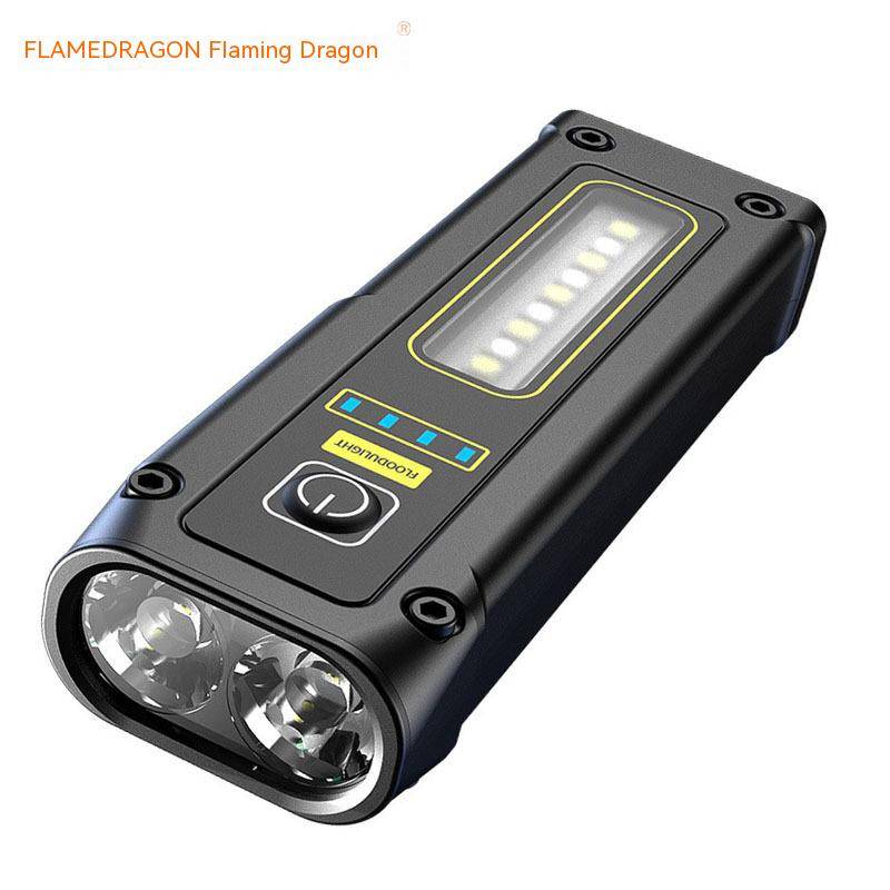 New mini multi-function small flashlight simple fashion strong magnetic adsorption red and blue flash warning highlight waterproof flashlight