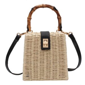High-grade texture niche bamboo handbag spring 2023 new women’s bag fashion simple woven messenger shoulder bag