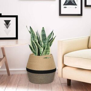 Cotton rope woven flower basket flower pots decorative living room furnishings Scandinavian cross-border foldable storage baskets plant baskets grass