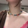 Collarbone chain with colored beads