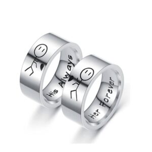 Best Selling His Always Her Forever Titanium Steel Ring European and American Hip Hop Couple Rings