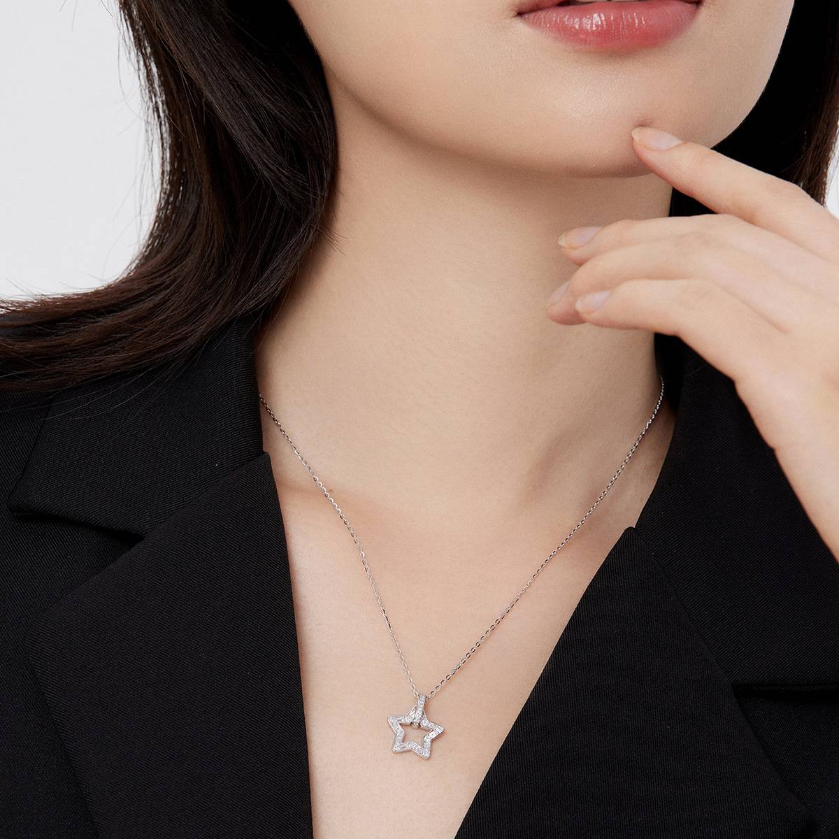 S925 sterling silver star necklace