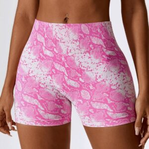 Zechuang European and American digital printing seamless yoga shorts belly control fitness pants women’s hip-lifting high-waist sports shorts 734