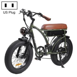 BEZIOR XF001 1000W 48V 12.5AH retro electric bicycle with LCD digital display & 20-inch tires, US regulations (military green)