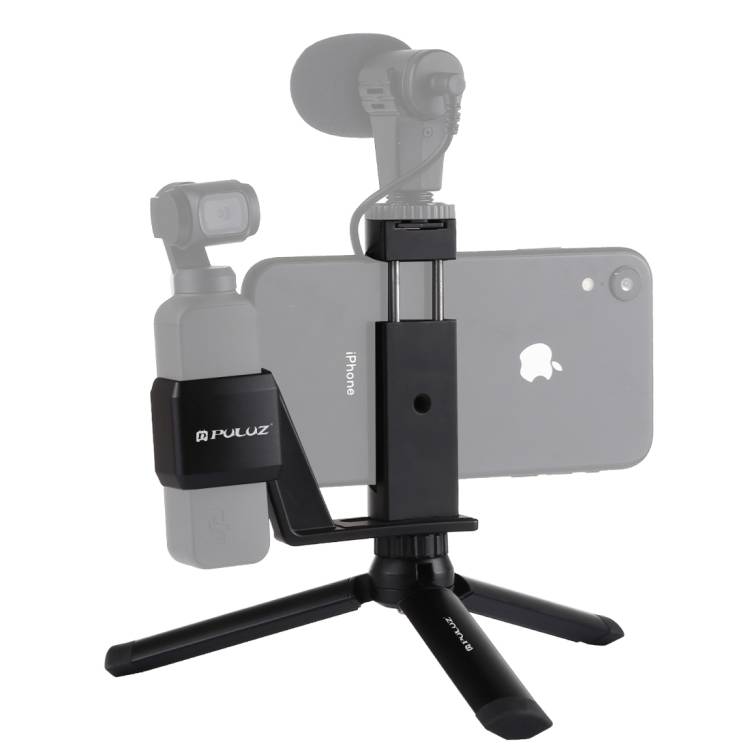 PULUZ (PU383) DJI OSMO Pocket Mounting Clip + Metal Phone Clip + (PU385) Mini Metal Tripod