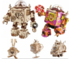 Robotime 3D Wooden Puzzle 5 Kinds Fan Rotatable DIY Steampunk Model