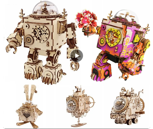 Robotime 3D Wooden Puzzle 5 Kinds Fan Rotatable DIY Steampunk Model