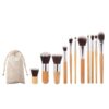 11 carbon bamboo handle makeup brushes with bag
