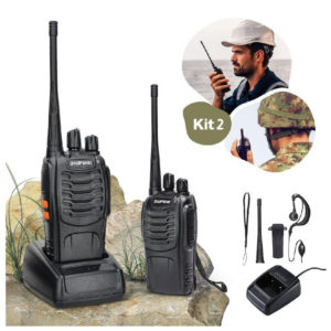 Kit 2 Rádio comunicador baofeng walk talk 888s 16ch 12km ht