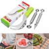 Three-in-one creative kitchen gadgets fruit watermelon cut + carving knife + double-headed fruit digging knife three-piece set