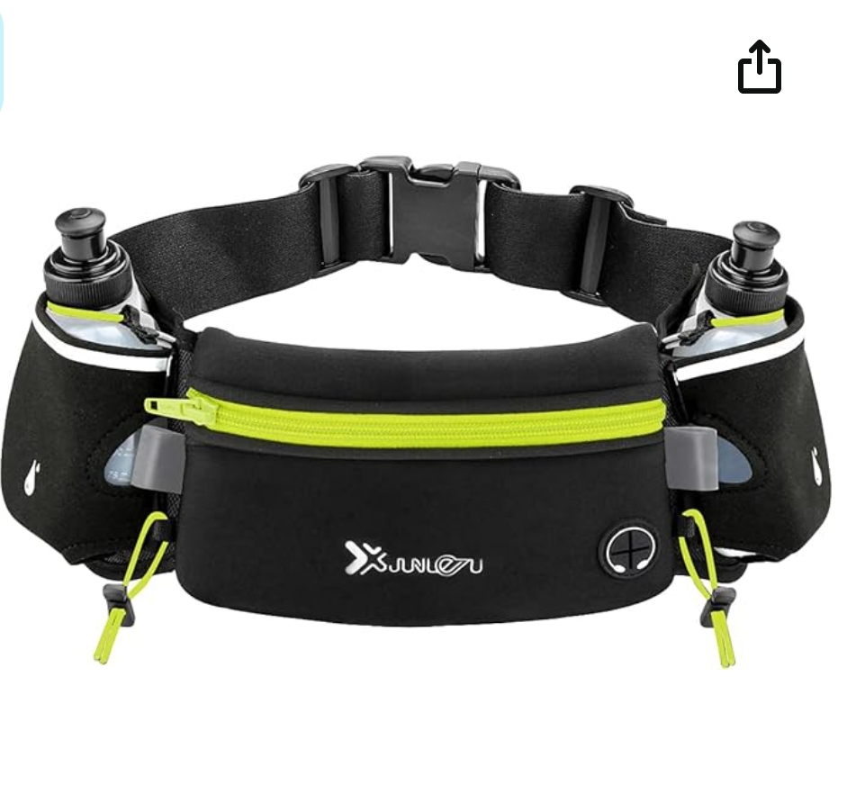 Number-one Cinto de corrida com garrafas de água (2 x 175 ml), cinto de hidratação à prova d'água, bolsa de cintura para iPhone ajustável, bolsa