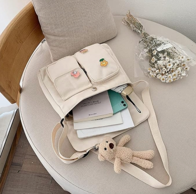 Generic Bolsas mensageiro para meninas, bolsa mensageiro fofa, bolsa mensageiro para meninas, bolsa transversal de lona com Kawaii