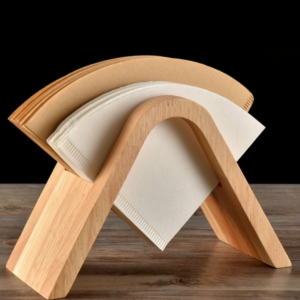 Coffee Filter Holder Coffee Storage Rack Filter Box Paper Base Bracket Display Stand Wooden V Holder