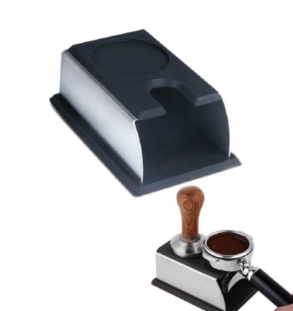 Stainless Steel Silicone Espresso Coffee Tamper Stand Barista Tool Powder Pad Hammer Pad