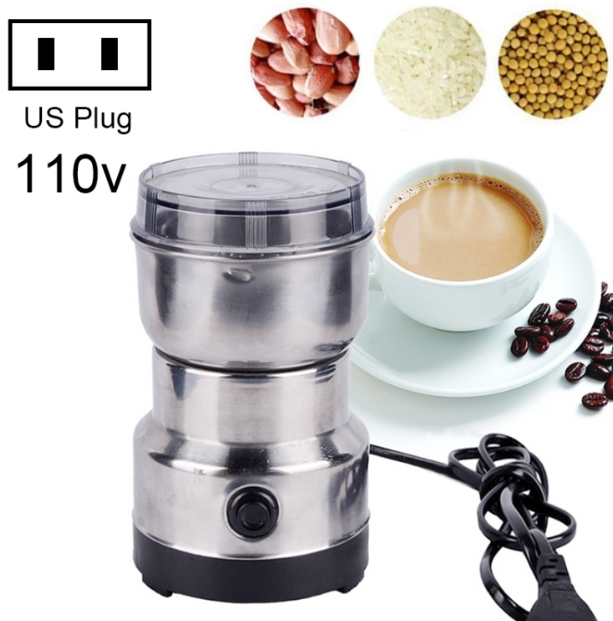 Multi-functional Coffee Grinder Stainless Electric Bean Grinder Herbal Medicine Grinding Machine, US Plug