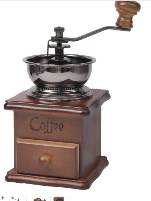 Manual Coffee Mill Wood Stand Bowl Antique Hand Coffee Bean Grinder