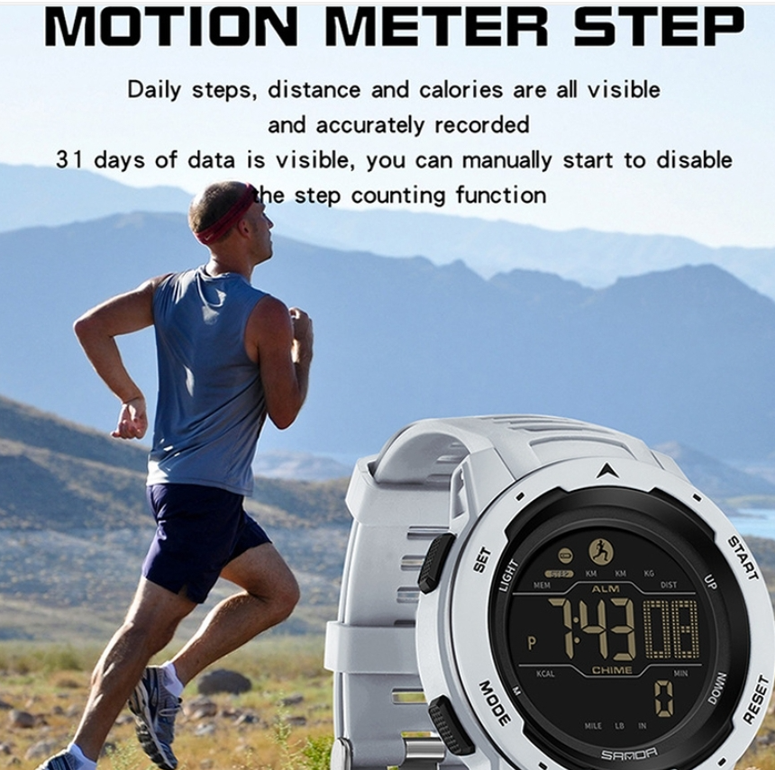Sanda 2145 Calorie Pedometer Alarm Clock Waterproof Multifunctional Hiking Sports Shockproof Smart Watch