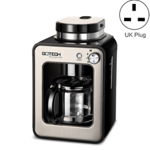 GOTECH Household Small Coffee Machine Automatic Grinding Integrated Commercial Freshly Ground Drip Coffee Pot, Style:UK Plug
