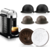 ICafilas Coffee Capsule Shell For Nespresso Vertuo Plus ENV 135/Vertuo ENV 150/BNV450WHT1BUC1, Color: Black+Brown+100 Aluminum Foil