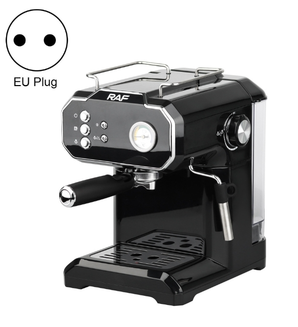 RAF R.104 Home Small Semi Automatic High Pressure Steam Milk Foaming Coffee Machine, EU Plug(Black)