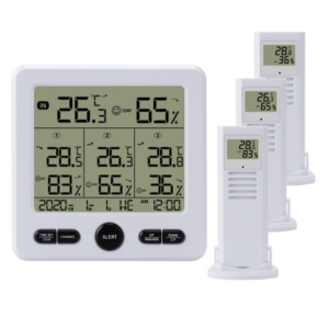 Three Dragged Multi-Function Wireless Thermometer And Hygrometer Indoor And Outdoor High-Precision Thermometer With Color Alarm