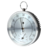 Mini Round Clock-shaped Indoor Outdoor Hygrometer Humidity Thermometer Temperature Meter with Hanging Ring(Silver)