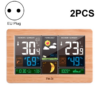 2 PCS FUJU Wood Grain Weather Station Digital Clock Alarm Thermometer Hygrometer(EU Plug Yellow)