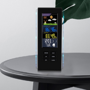 Wireless Colorful Screen Indoor And Outdoor Temperature Humidity Meter Barometer Smart Digital Electronic Clock With Backlight(TS-74-B-US)