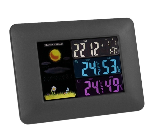 Multifunctional Indoor And Outdoor Temperature And Humidity Meter Colorful Screen Weather Clock