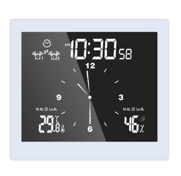 TS-WP10-B Waterproof Bathroom Wall Clock Timer Household Thermometer Hygrometer