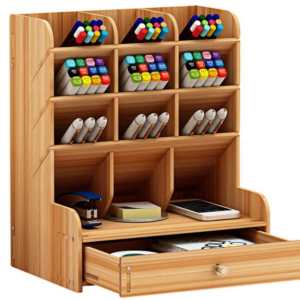 Dounan Organizador De Mesa De Madeira,Organizador De Mesa De Madeira, Caixa De Armazenamento De Porta-Canetas Multifuncional Organizador De Armazename