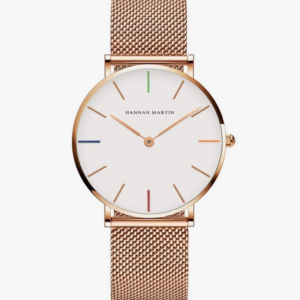 Relógio feminino analógico de quartzo ouro rosa pulseira de malha de aço inoxidável feminino relógio de pulso à prova d’água