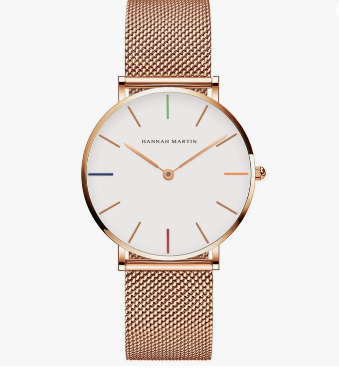 Relógio feminino analógico de quartzo ouro rosa pulseira de malha de aço inoxidável feminino relógio de pulso à prova d'água