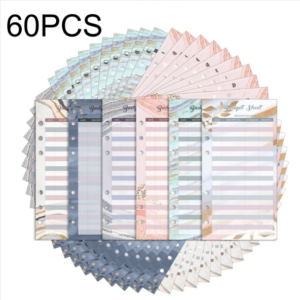 Pack of 60 Perforated Cash Budget Inside Cardstock Loose-leaf Book Replacement Fillers