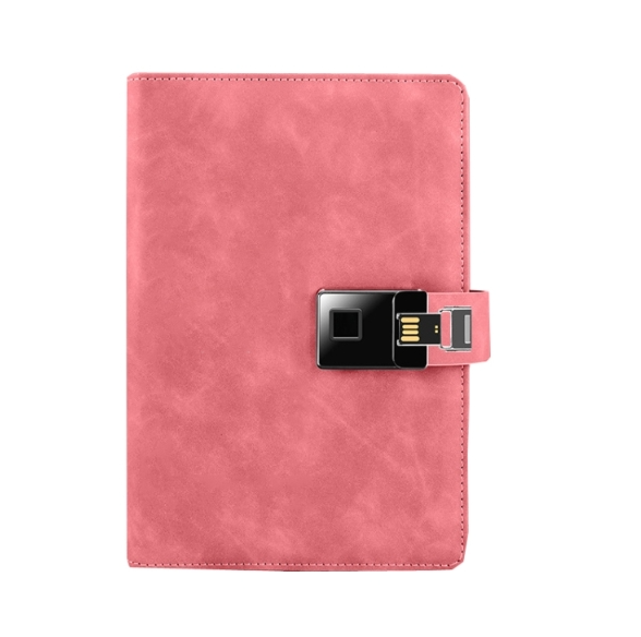 A5 multifunctional fingerprint unlocking laptop can record 10 fingerprints Skin Cowhide Pink