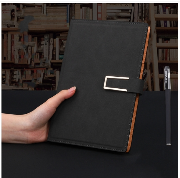Notebook Business Retro Simple Notebook Office Organizer Black A5 Lambskin Buckle Model