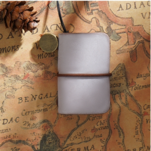 Ultra Small Mini TN Handbook Handmade Notebook Cowhide Leather Book Carry-on Travel Diary (Matte Wax Leather Curry)