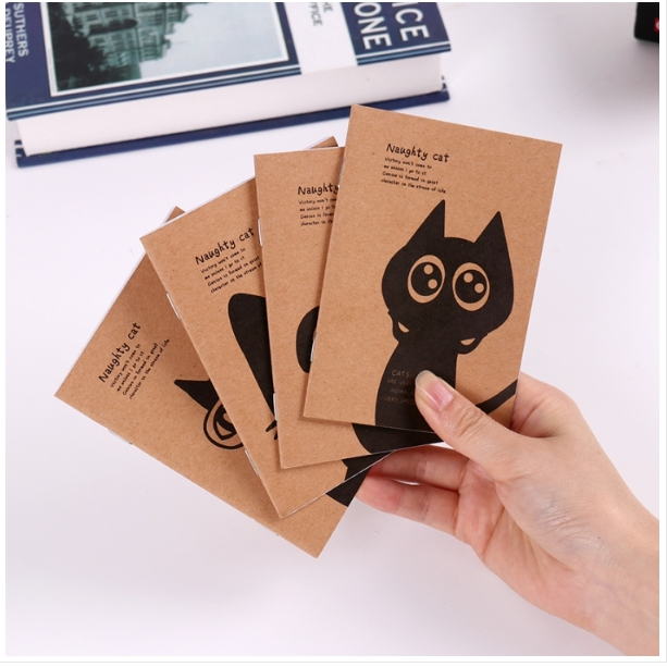 Mini Blank Notebook Office Supplies School Creative Kraft Paper Cat Style Memo Notepad