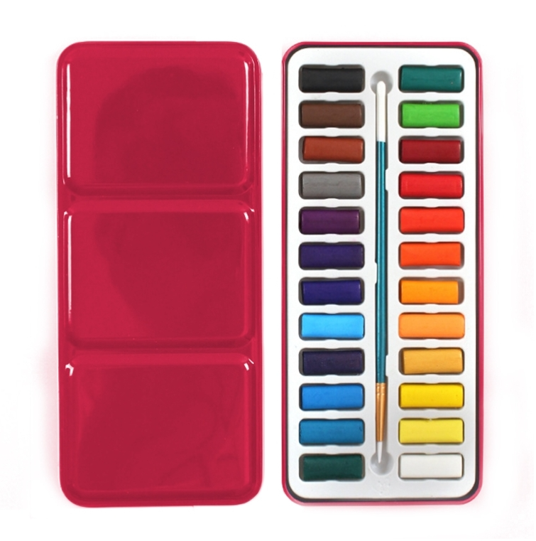 Portable Iron Box Solid Watercolor Paints Set for Artist School Student Outdoor Water Color Sketch Painting Stationery