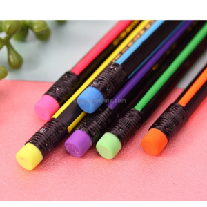 Colorful Striped Triangle Bar Pencil with Eraser Color Random Shipment
