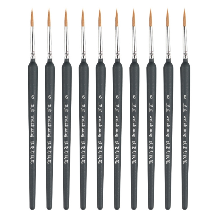 10 PCS 6 WeiZhuang Hook Line Pen Painting Hand-painted Watercolor Wolf Mint Hook Line Pen Painting Stroke Thin Line Brush