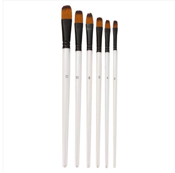 Bamboo Pavilion 2 Sets Sold Nylon Hair Wooden Stick Gouache Brush Set (6pcs/set Tongue Peak)