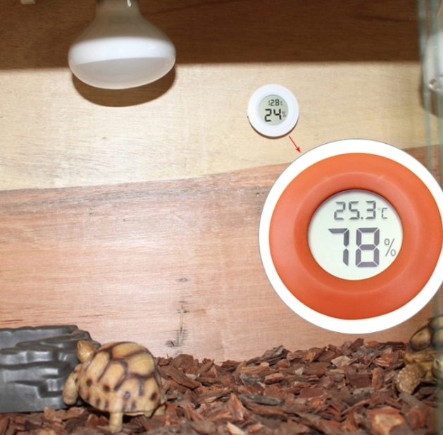 Round Reptile Box Celsius Thermometer & Hygrometer (Color: Orange)