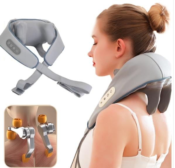 Trapezius muscle shoulder and neck unblocking cervical spine massager household kneading lifting hot multi-function massage shawl (dark sky gray)
