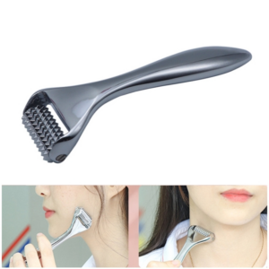 Face Slimming Instrument Roller Metal Barbed Facial Massager(Silver)