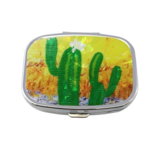 2 PCS Y10336 Two-Compartment Metal Portable Pill Box(Cactus)