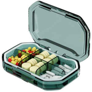 Portable Mini Compartmentalized Sealed Pill Box Weekly Morning and Evening Pill Capsule Dispenser, Style: 6 Compartment Green