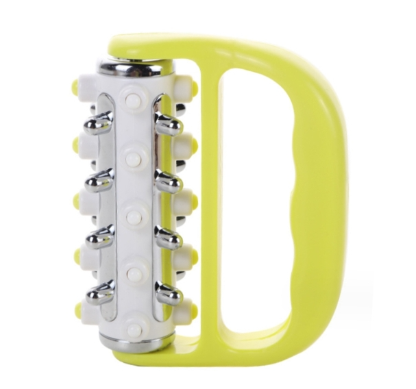 Handheld curved five-row iron column roller soothing massager (yellow iron column massager)