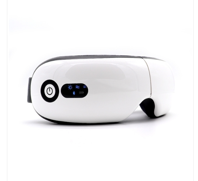 Bluetooth music rechargeable model intelligent eye massage instrument with heat vibration air pressure function (white)